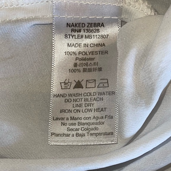 Naked Zebra Women’s White Semi-Sheer Tie Waist & Sleeves Blouse Size Medium - Picture 6 of 7